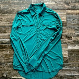 Cowgirl Tuff Breathe Instant Cooling UPF pullover button up Jade M